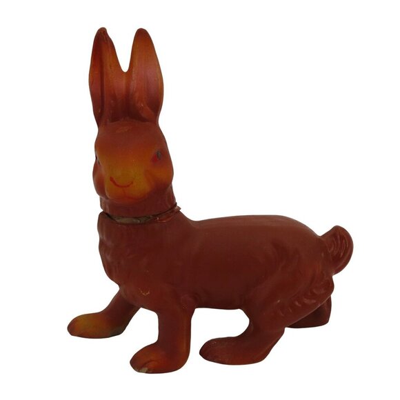 VTG Orange Brown Easter Bunny Rabbit Removable Head Candy Container Japan S924 - Picture 1 of 16